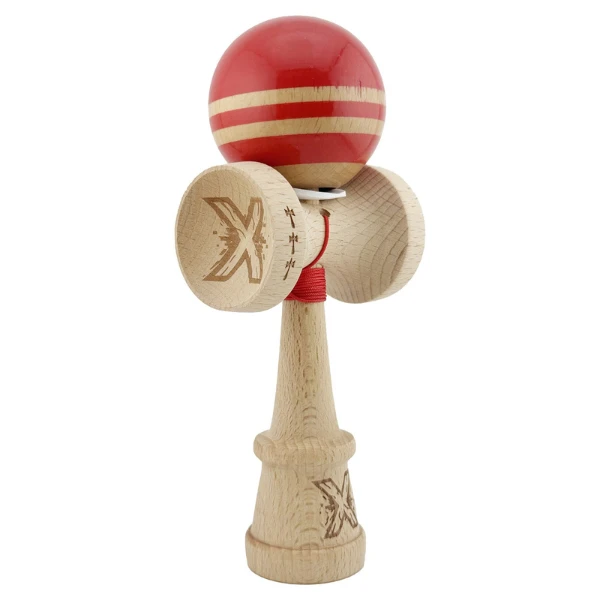 "kendama flippy x original rainbow", profesională, rulment metalic, ața 62/65 cm, ultra aderent, cupe mari, king size 7 х 6 х 18 cm, rosu-maro 12
