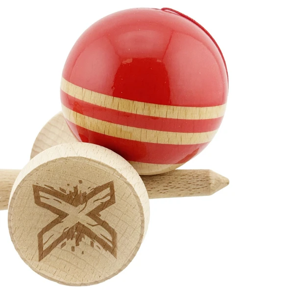 "kendama flippy x original rainbow", profesională, rulment metalic, ața 62/65 cm, ultra aderent, cupe mari, king size 7 х 6 х 18 cm, rosu-maro 7