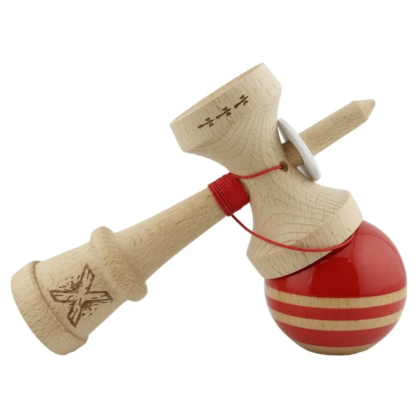"kendama flippy x original rainbow", profesională, rulment metalic, ața 62/65 cm, ultra aderent, cupe mari, king size 7 х 6 х 18 cm, rosu-maro 9