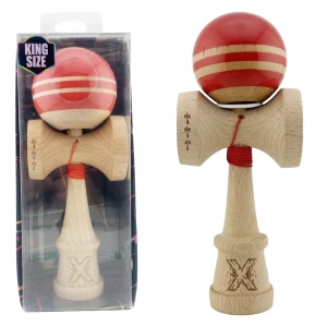 "kendama flippy x original rainbow", profesională, rulment metalic, ața 62/65 cm, ultra aderent, cupe mari, king size 7 х 6 х 18 cm, rosu-maro Thumbnail 1