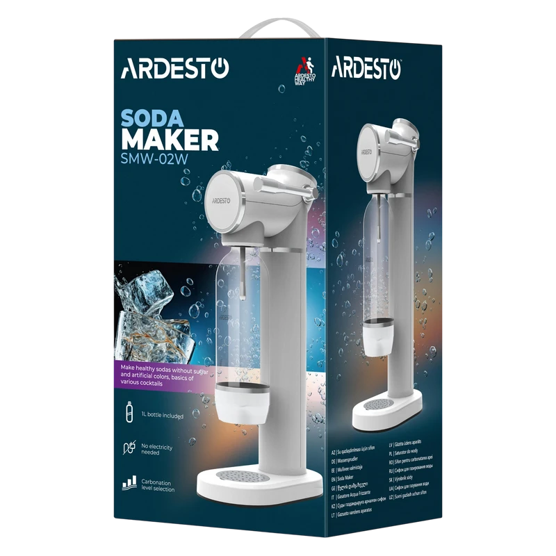 Аппарат для приготовления газировки ardesto smw-02w, белый 3