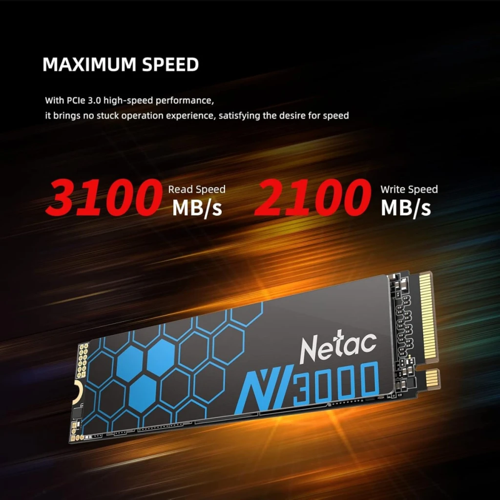 Ssd intern netac nv3000 1tb m.2 2280 pcie 3.0 x4 nvme (cu radiator) 3