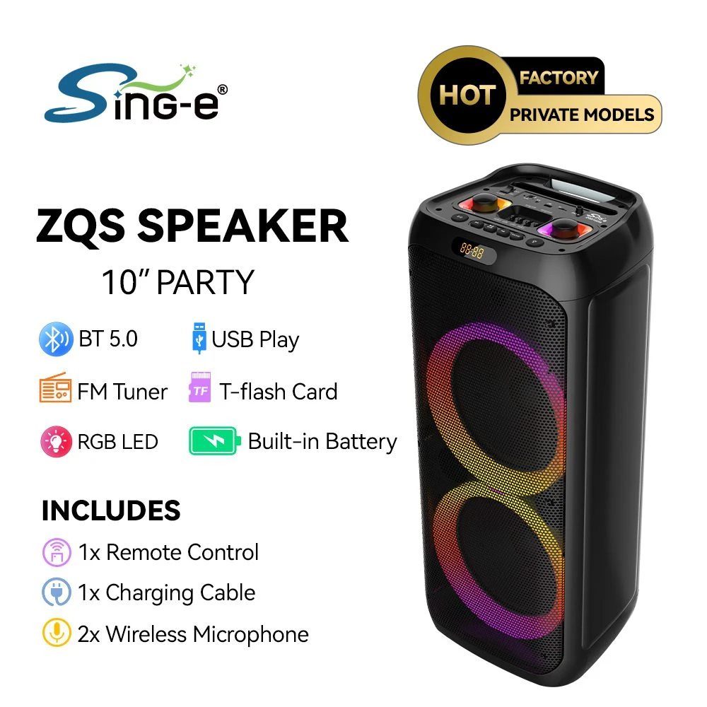 Boxă dublă sing-e zqs10209 rgb party, 50w, neagră 2