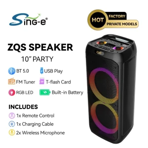 Boxă dublă sing-e zqs10209 rgb party, 50w, neagră Thumbnail 2