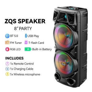 Boxă dublă sing-e zqs8210 rgb party, 30w, neagră Thumbnail 2