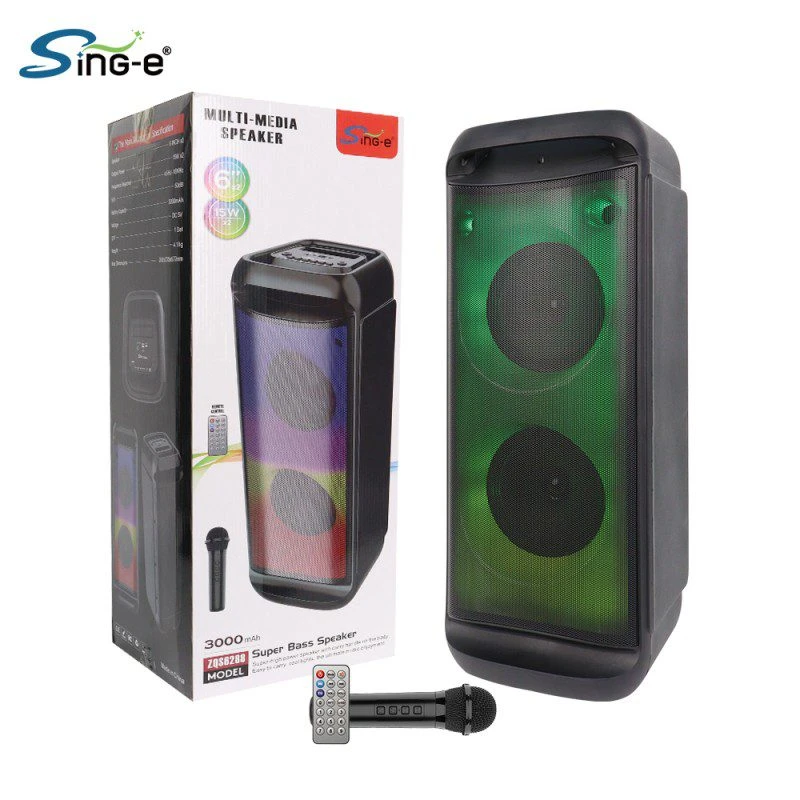 Boxă dublă sing-e zqs6288 rgb party, 6,5 inch, 30w, neagră 2