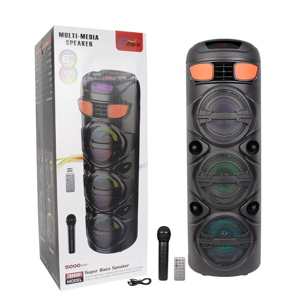 Sing-e zqs6301 rgb тройная акустическая система для вечеринок, 6,5 дюймов, 30 вт, черная. 3