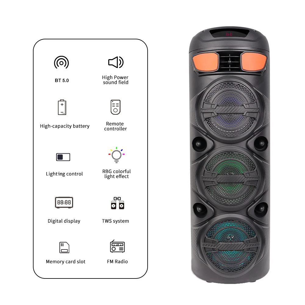 Sing-e zqs6301 rgb тройная акустическая система для вечеринок, 6,5 дюймов, 30 вт, черная. 2