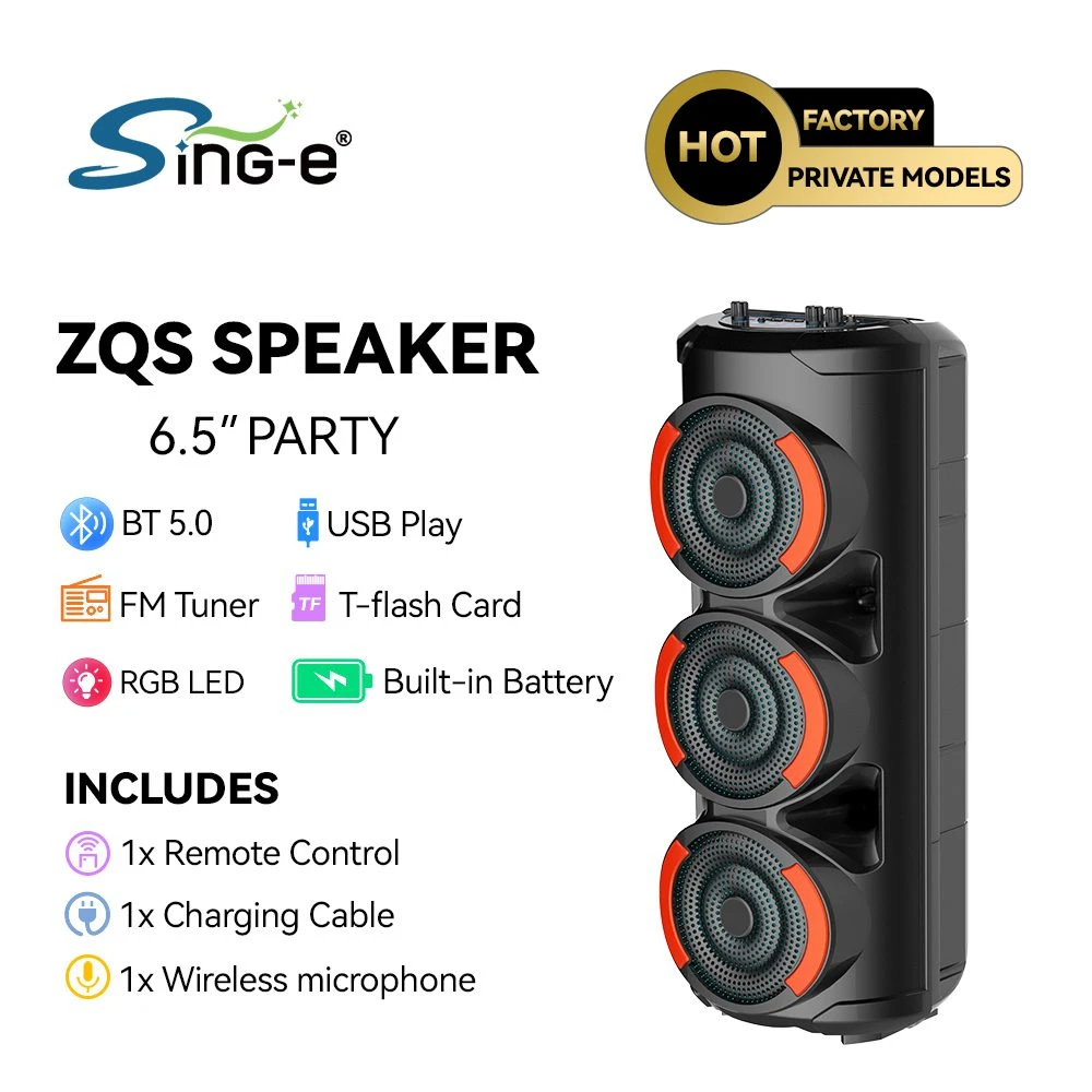 Sing-e zqs3601 rgb тройная акустическая система для вечеринок, 6,5 дюймов, 20 вт, черная. 2