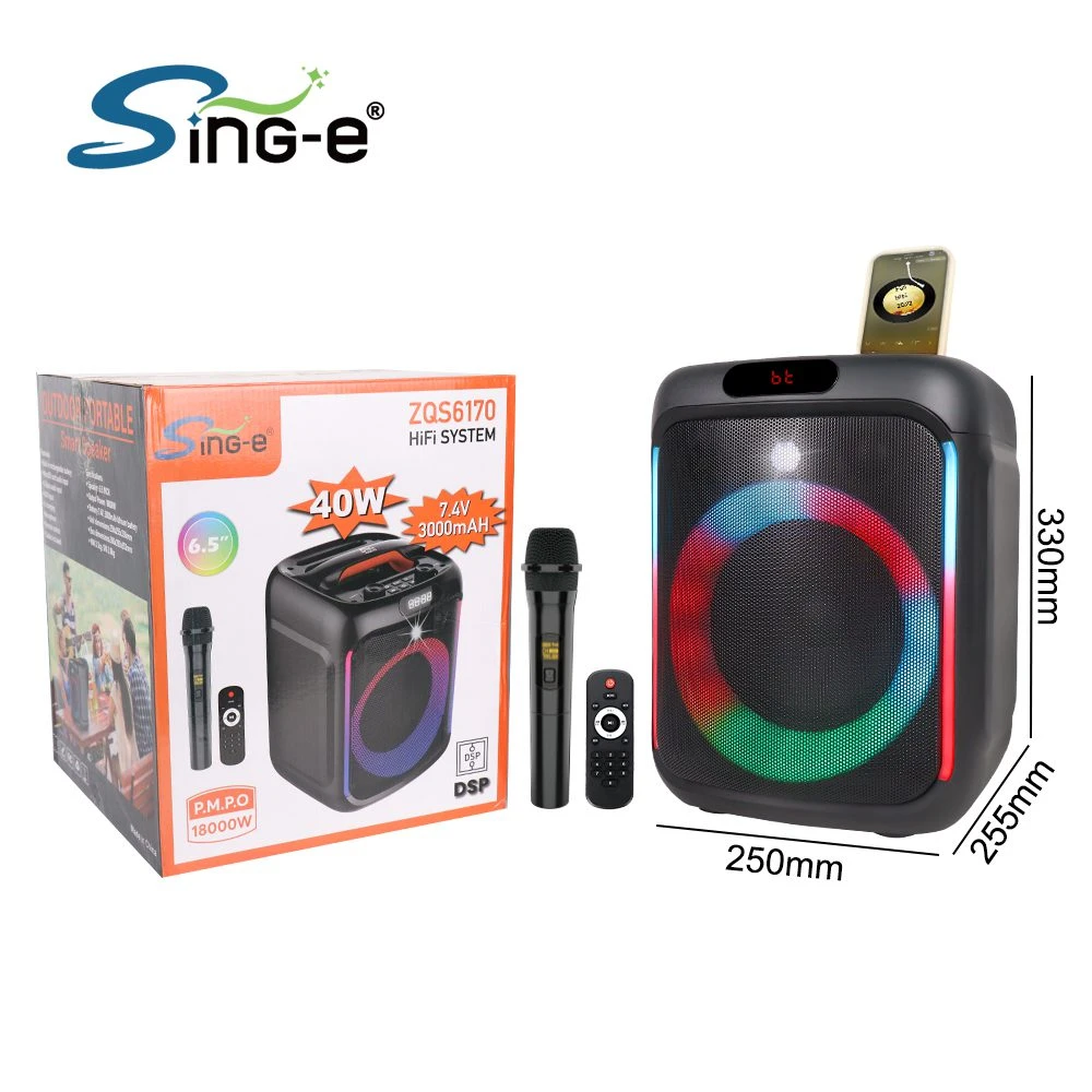 Boxă unică sing-e zqs6170 rgb party, 6,5 inch, 30w, neagră 4