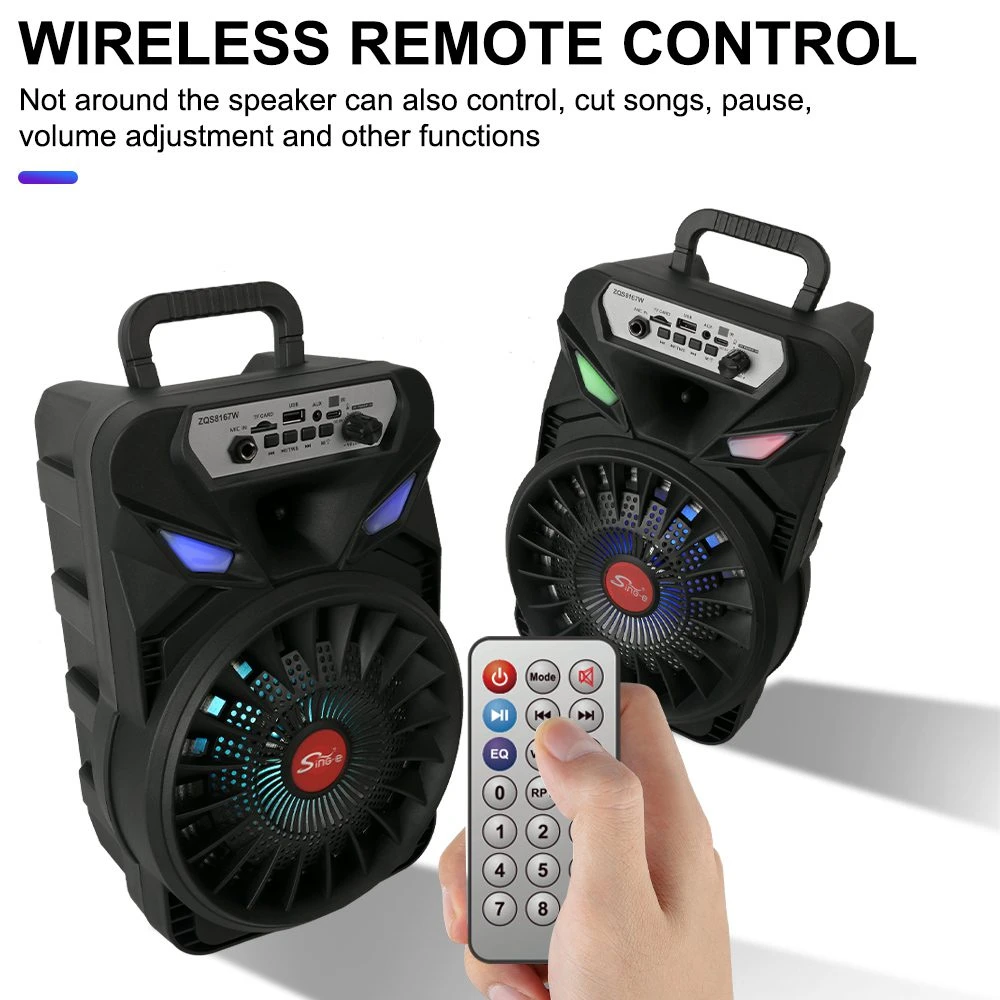 Boxă unică sing-e zqs8167w rgb pentru petreceri, 8 inch, 20w, neagră 2