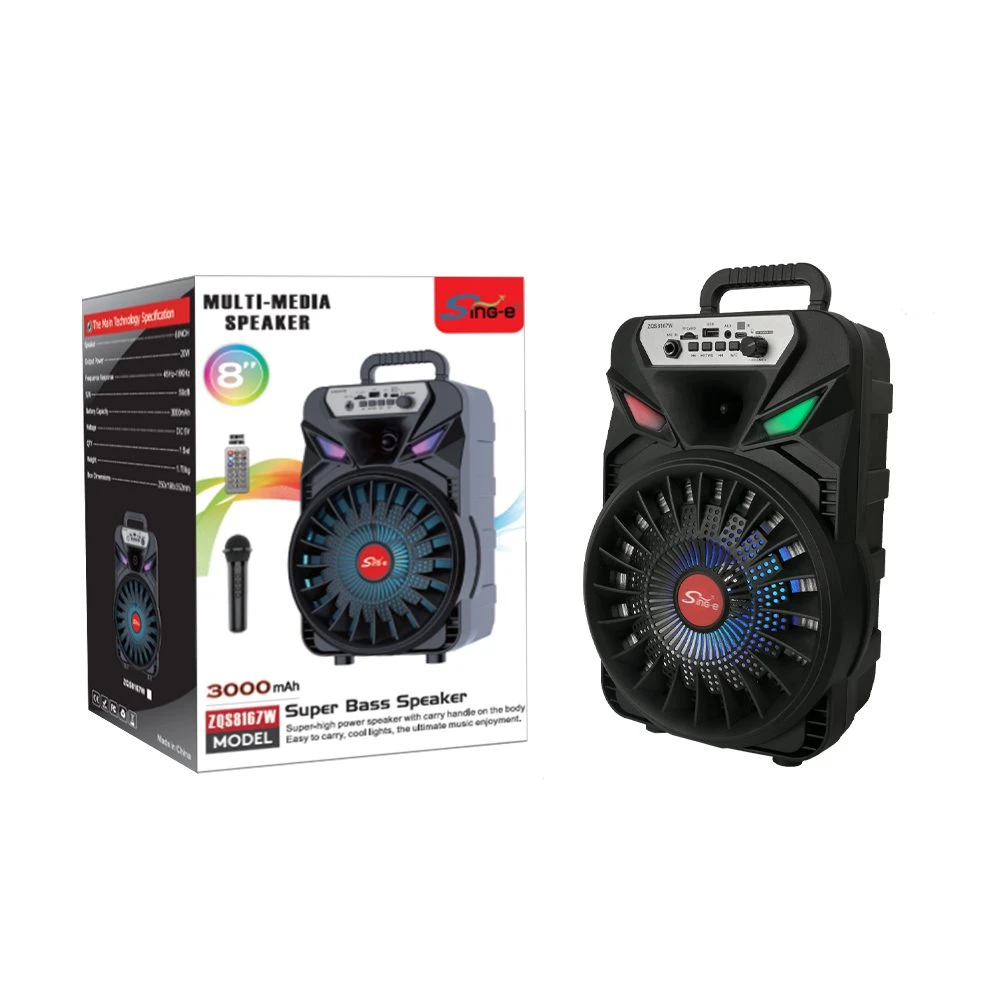 Boxă unică sing-e zqs8167w rgb pentru petreceri, 8 inch, 20w, neagră 3