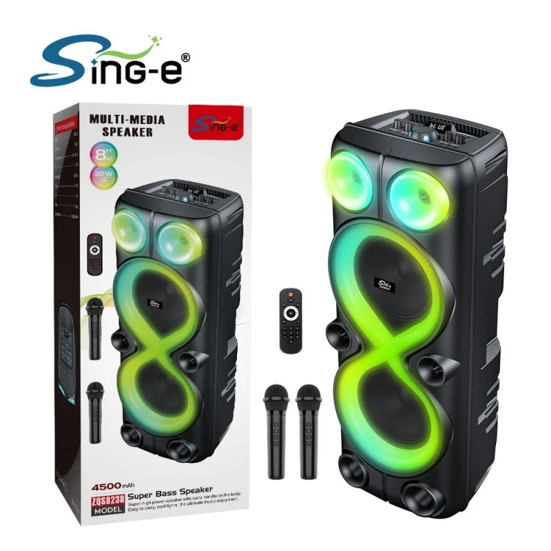 Boxă dublă sing-e zqs8238 rgb party, 8 inch, 40w, neagră 4