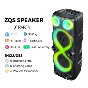 Boxă dublă sing-e zqs8238 rgb party, 8 inch, 40w, neagră Thumbnail 3