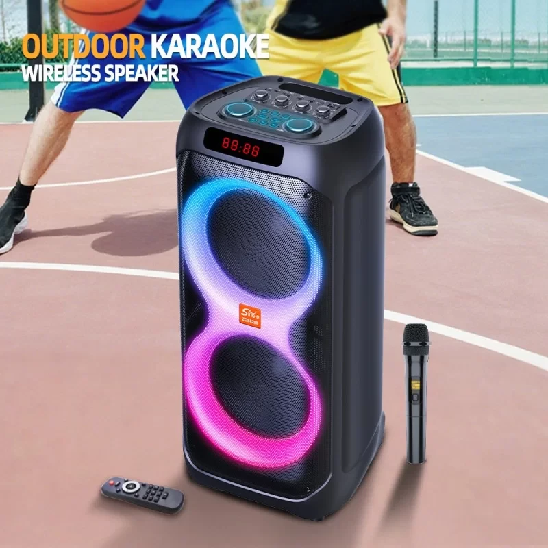 Динамик sing-e zqs8280 rgb party dual speaker, 8 дюймов, 50 вт, черный. 2