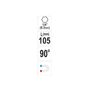 Адаптер 90° для бит шестигранный 1/4" 105 мм yato Thumbnail 2