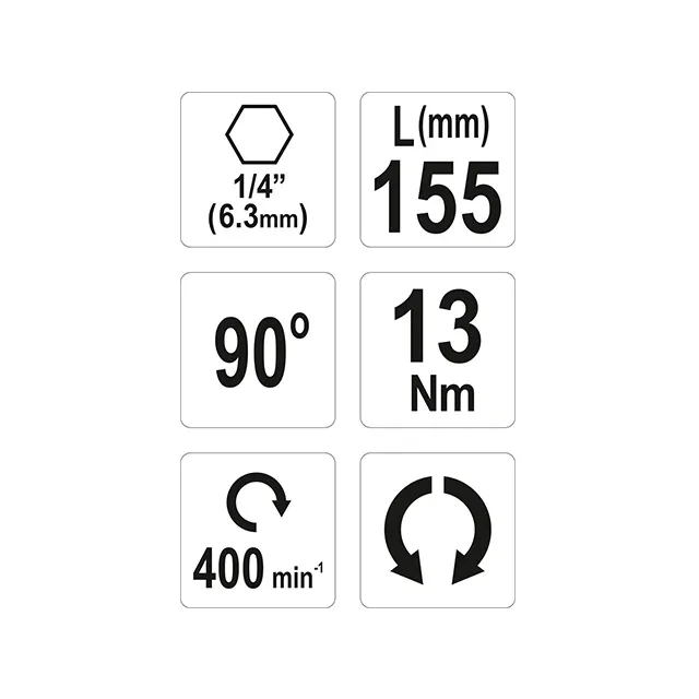 Адаптер 90° для бит шестигранный 1/4" 155 мм yato 2