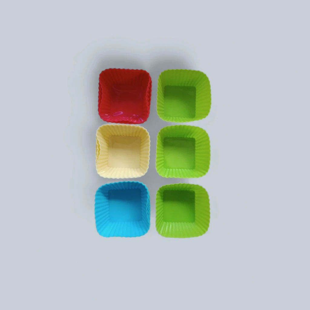 Forme din silicon pentru briose, patrate, set 12 buc 2
