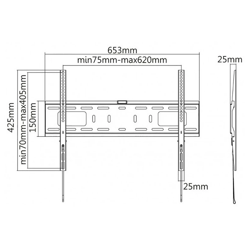 Фиксированное настенное крепление reflecta plano flat 70-6040, чёрный 2