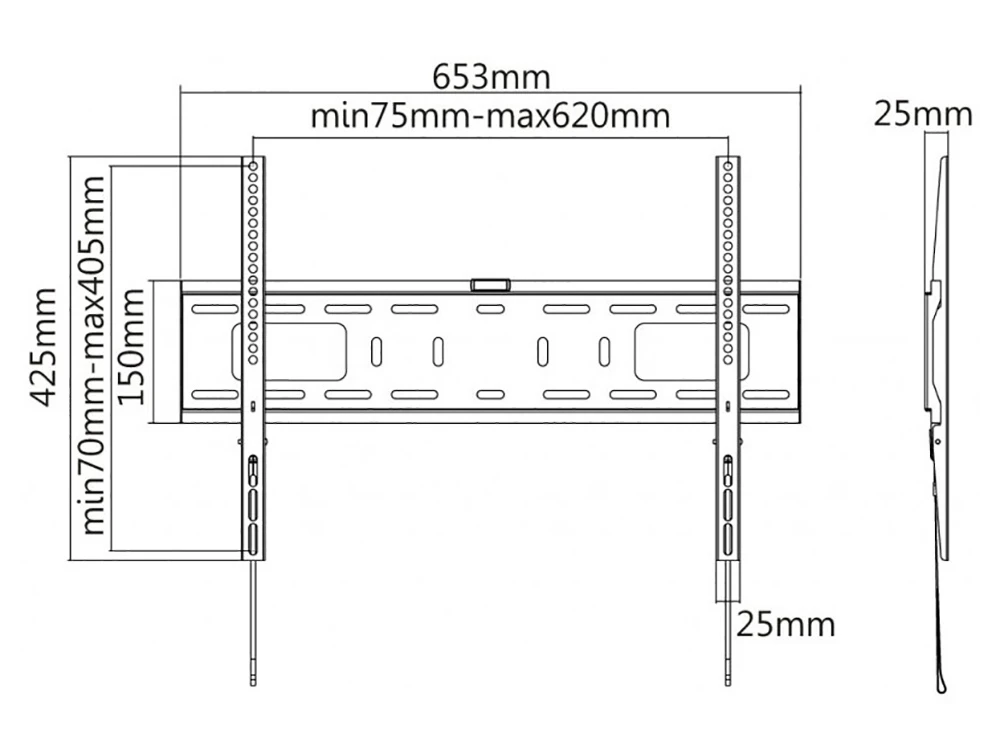 Фиксированное настенное крепление reflecta plano flat 70-6040, чёрный 3