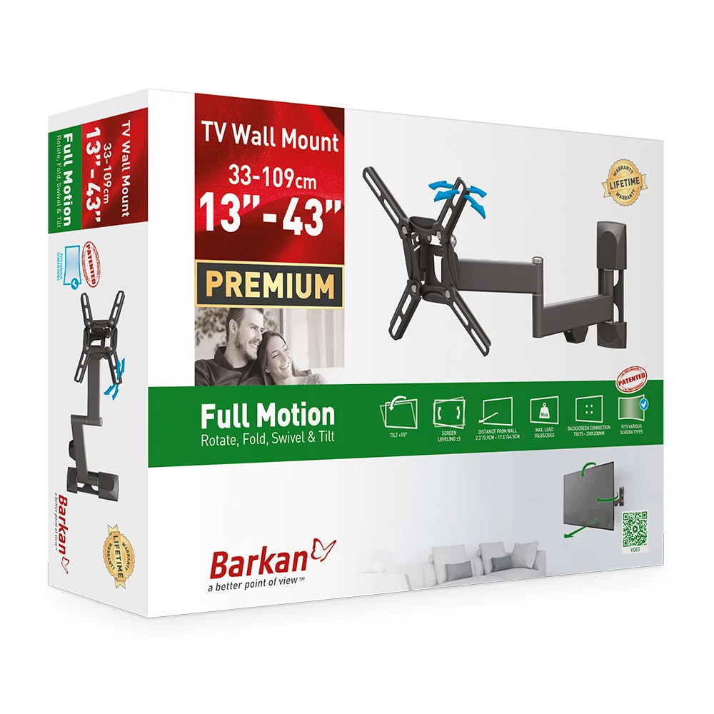 Настенное крепление для телевизора barkan 2400, чёрный 6