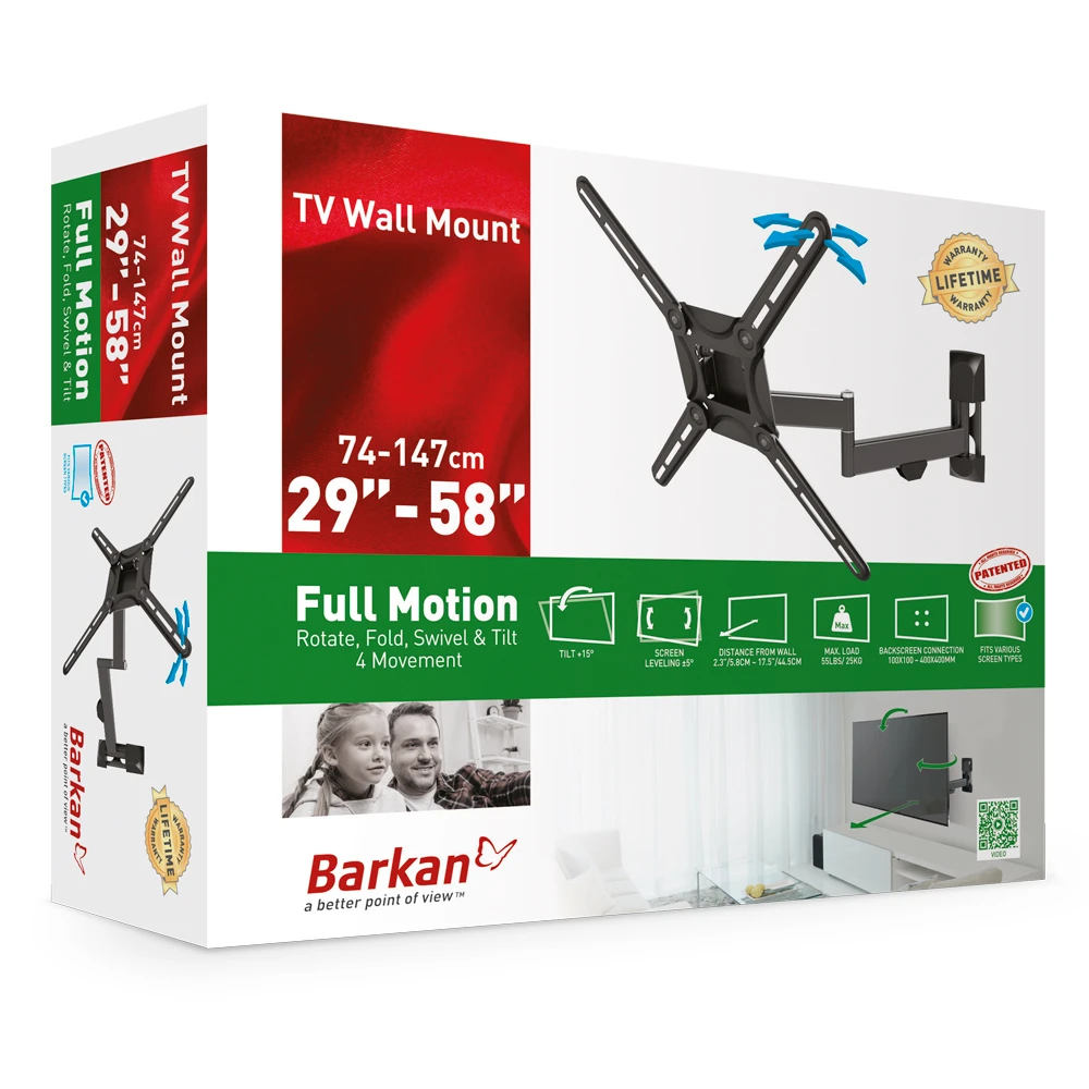 Настенное крепление для телевизора barkan 3420, чёрный 4