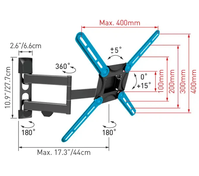 Настенное крепление для телевизора barkan 3400w, белый 5