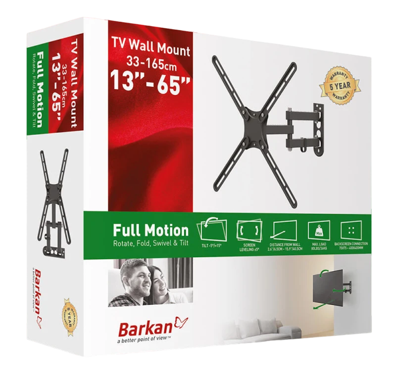 Suport tv de perete barkan e3433, negru 3