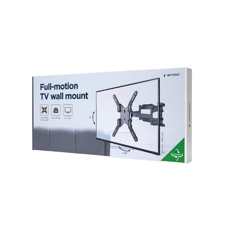 Suport tv de perete gembird wm-60st-01, negru 10