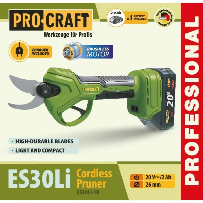 Аккумуляторный секатор procraft es30li (с 1 акб) 8