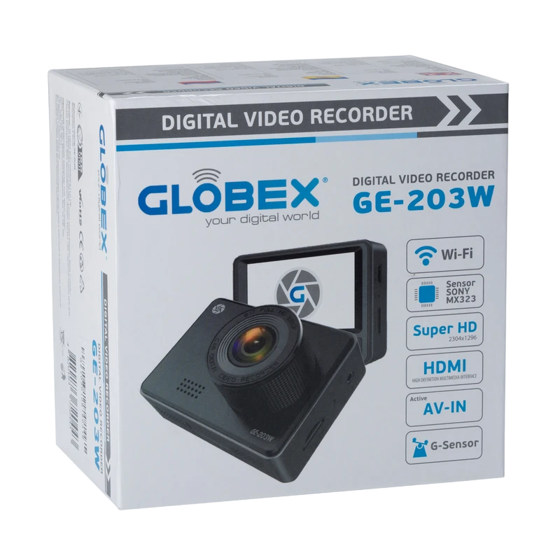 Cameră auto dvr globex ge-203w + cameră de vedere spate brc-890, negru 5