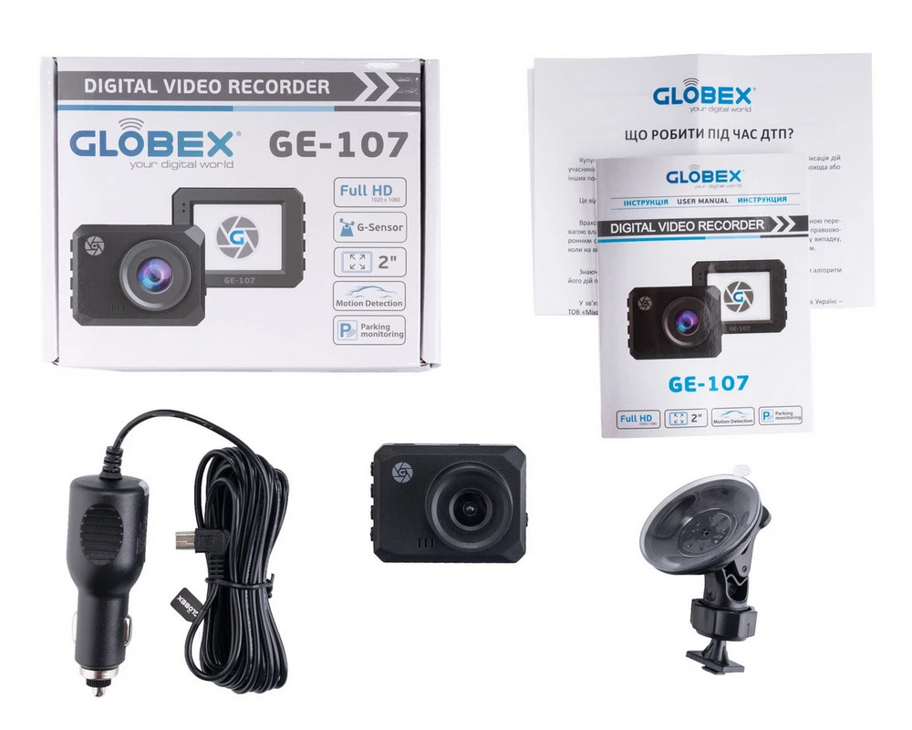 Автомобильный видеорегистратор globex ge-107, full-hd 1080p, чёрный 7