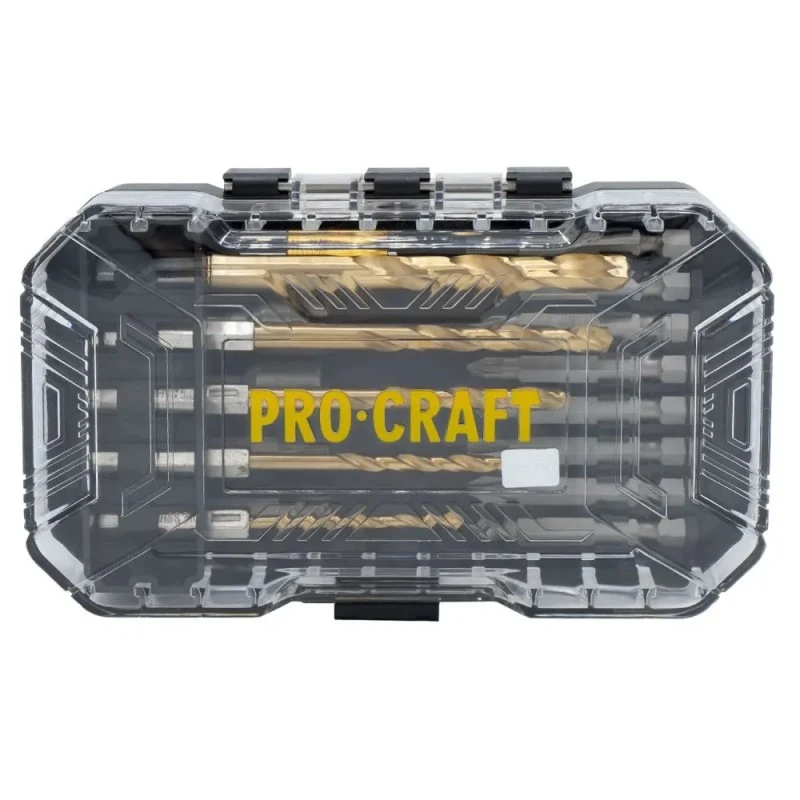 Set burghie și biți procraft dbs18, 18 buc. în ambalaj, oțel s2 2
