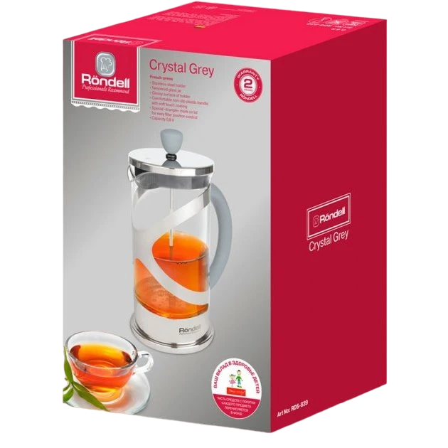 Cafetiera french press rondell rds-839, 0,8l, gri 2