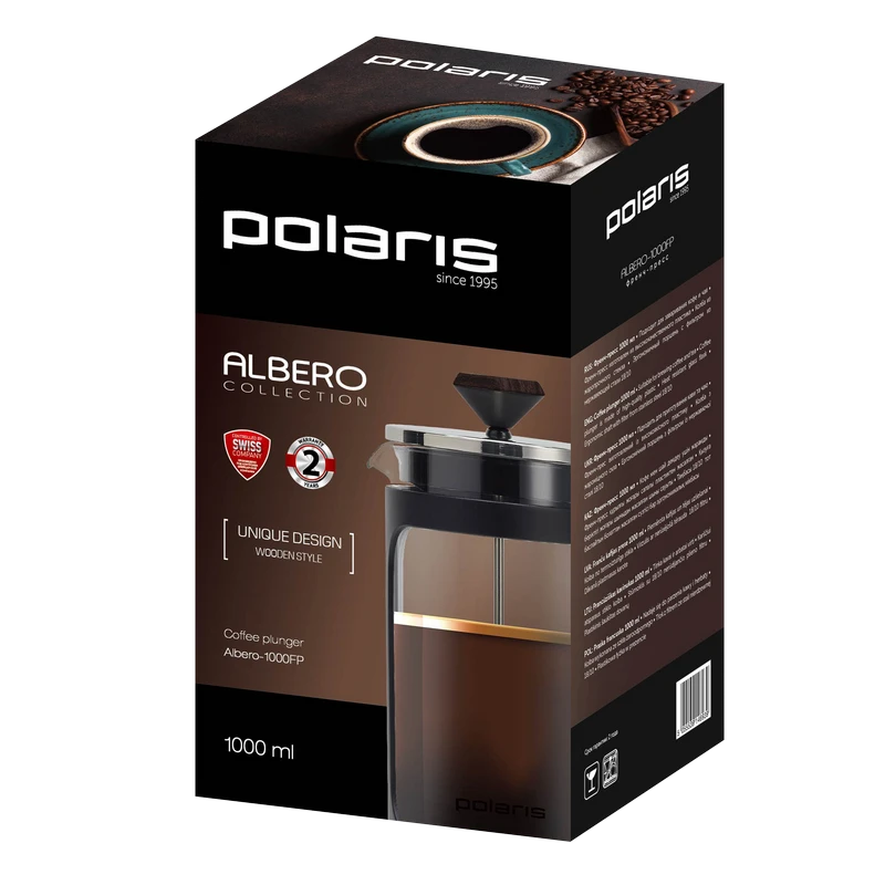 Френч-пресс polaris albero-1000fp, 1л, чёрный 4