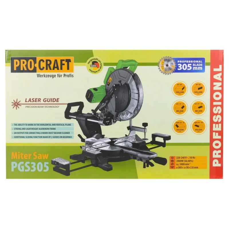 Fierăstrău de debitat la unghi procraft pgs305, putere consumată 2000 w 10