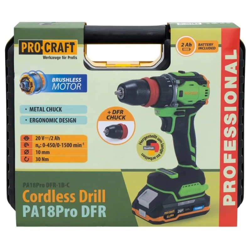 Шуруповерт procraft pa18pro с dfr патроном 13