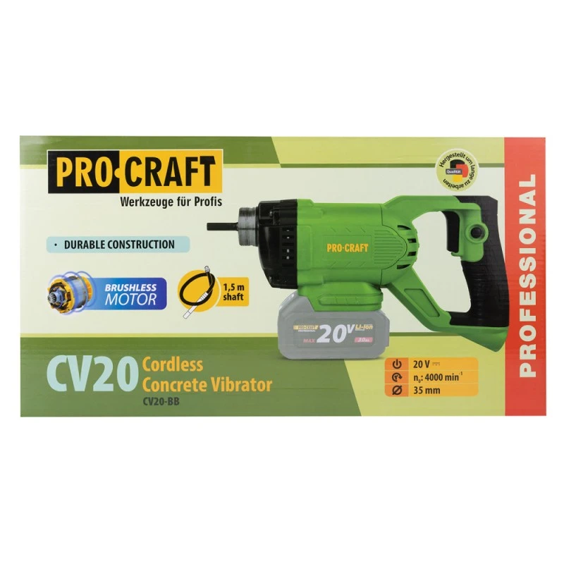 Vibrator pentru beton procraft cv 20 (cu lance 1,5 m) (fără acumulator și încărcător) 7