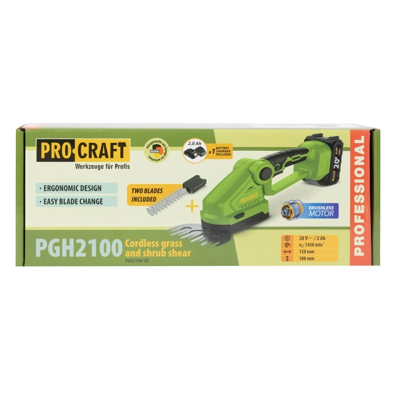Foarfecă pentru iarbă și gard viu cu acumulator procraft pgh2100 6
