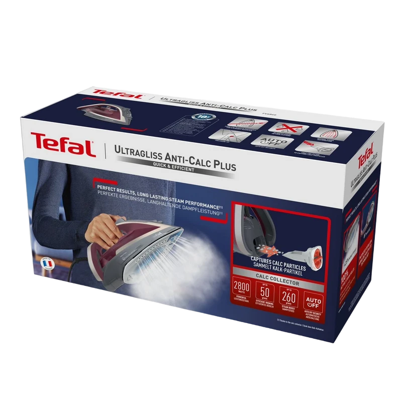 Fier de călcat tefal fv6840e0, 2800w, bordo gri 11