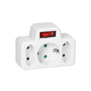 Тройной адаптер с выключателем orno orae13191gs 1 x 2p+z / 2 x 2p 16 a 220 - 240 в ip20