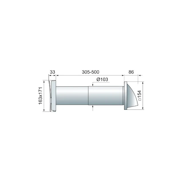 Вентиляционная решётка для стен wzg 163 x 171 x 500 мм пластик белый ventika 2