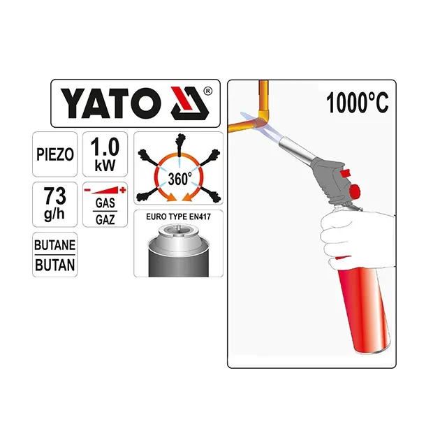 Газовая горелка 73 г/ч пропан/бутан yato 3