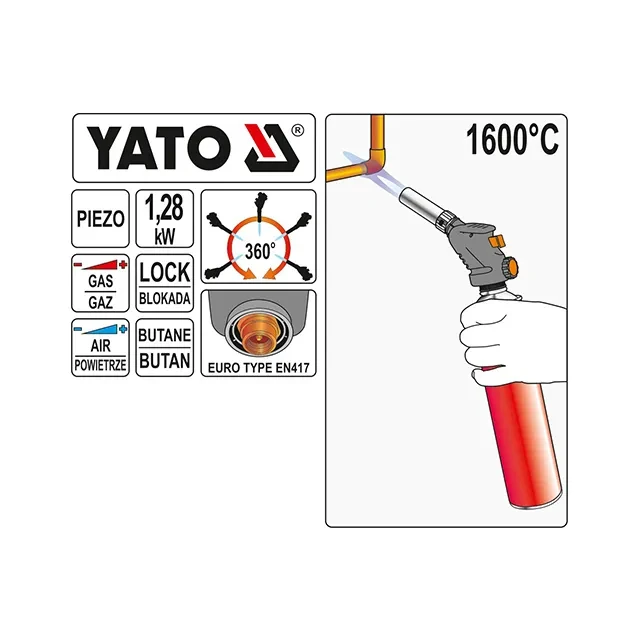 Газовая горелка 93 г/ч пропан/бутан yato 3