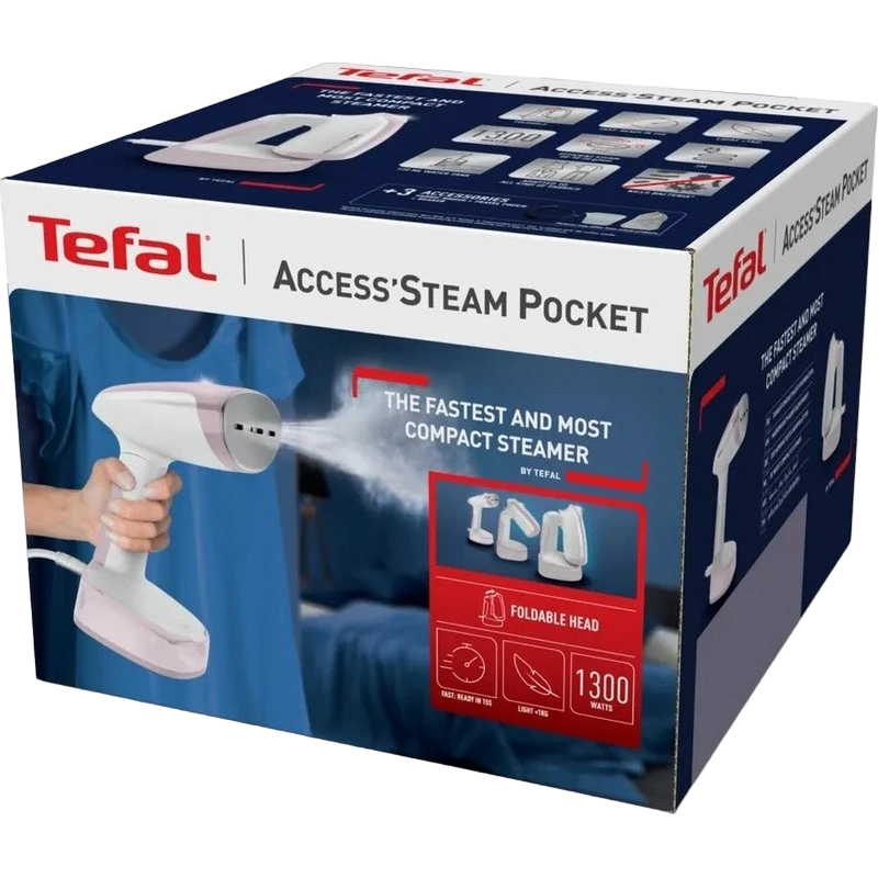 Вертикальный отпариватель tefal dt3050e1, белый/розовый 4