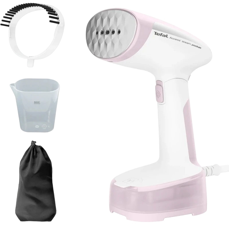 Вертикальный отпариватель tefal dt3050e1, белый/розовый 5
