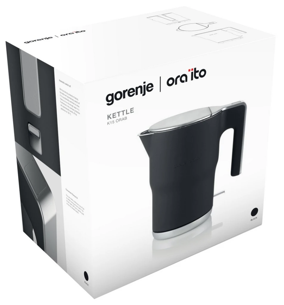 Fierbător electric gorenje k15orab, negru 2