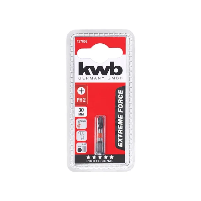 Ударный крестообразный бит 1 шт. ph2 1/4" 30 мм kwb 2