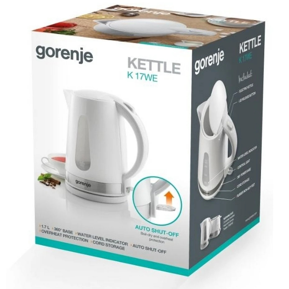 Электрочайник gorenje k17we, белый 2