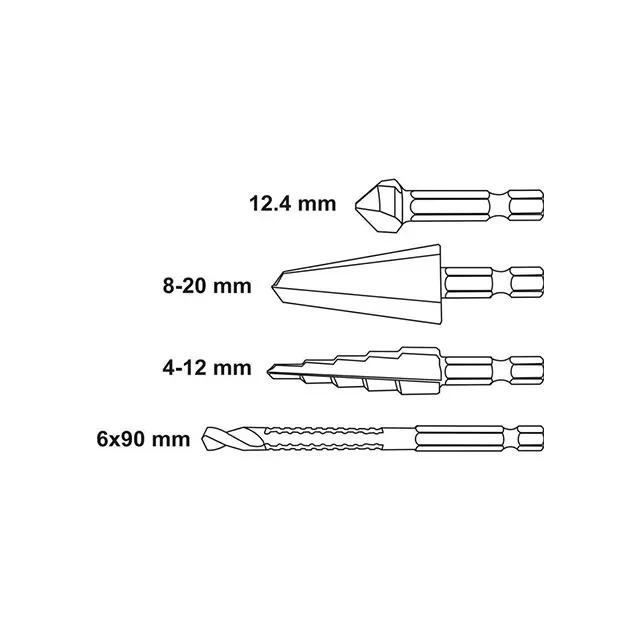 Set burghie conice 4 buc. universal 4 - 20 mm hss 4241 hexagonal yato 3